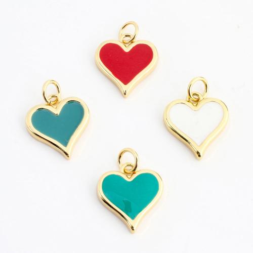 Mässing Hjärta Hängen, guldfärg pläterade, DIY & emalj, fler färger för val, 14x13x2mm, Säljs av PC
