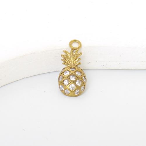 Šatonové mosaz Přívěsky, Ananas, barva pozlacený, DIY & s drahokamu, zlatý, nikl, olovo a kadmium zdarma, 17x7.60x3mm, Prodáno By PC