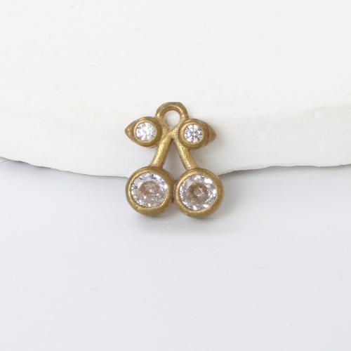 Šatonové mosaz Přívěsky, Třešeň, á, DIY & s drahokamu, zlatý, nikl, olovo a kadmium zdarma, 9.40x8x2.50mm, Prodáno By PC