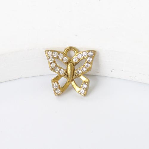 Šatonové mosaz Přívěsky, Motýl, á, DIY & s drahokamu, zlatý, nikl, olovo a kadmium zdarma, 9.60x10x1.90mm, Prodáno By PC