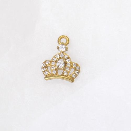 Šatonové mosaz Přívěsky, Koruna, á, DIY & s drahokamu, zlatý, nikl, olovo a kadmium zdarma, 12x9.70x2.80mm, Prodáno By PC