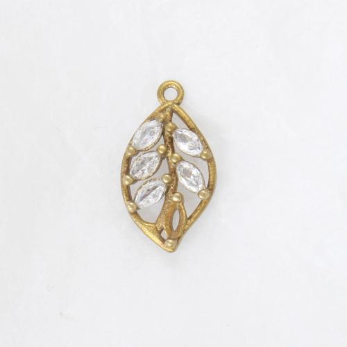 Šatonové mosaz Přívěsky, List, á, DIY & s drahokamu, zlatý, nikl, olovo a kadmium zdarma, 17x9.50x3.40mm, Prodáno By PC