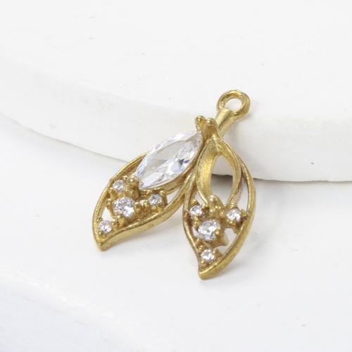 Šatonové mosaz Přívěsky, List, á, DIY & s drahokamu, zlatý, nikl, olovo a kadmium zdarma, 19x14.50x3.40mm, Prodáno By PC