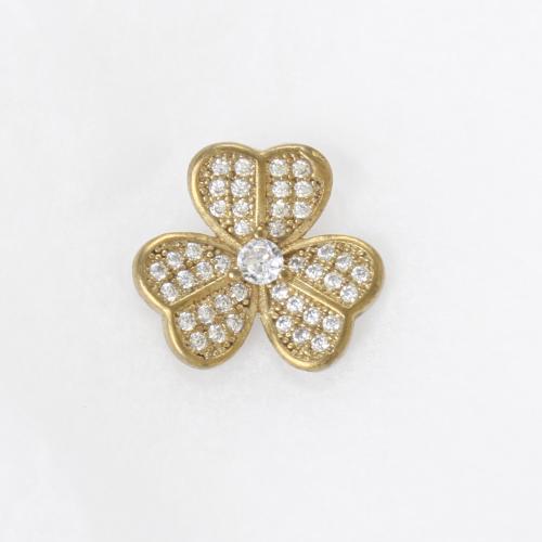 Šatonové mosaz Přívěsky, Květina, á, DIY & s drahokamu & double-hole, zlatý, nikl, olovo a kadmium zdarma, 15x15x5.50mm, Prodáno By PC