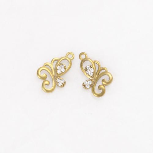 Šatonové mosaz Přívěsky, Motýl, á, DIY & s drahokamu, zlatý, nikl, olovo a kadmium zdarma, 15.50x9.50x1.90mm, Prodáno By PC