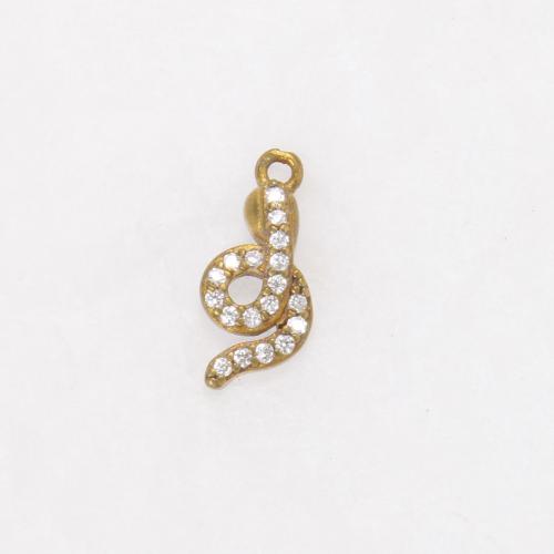 Rhinestone Brass Hängen, Mässing, Snake, plated, DIY & med strass, gyllene, nickel, bly och kadmium gratis, 14x6.20x2.10mm, Säljs av PC