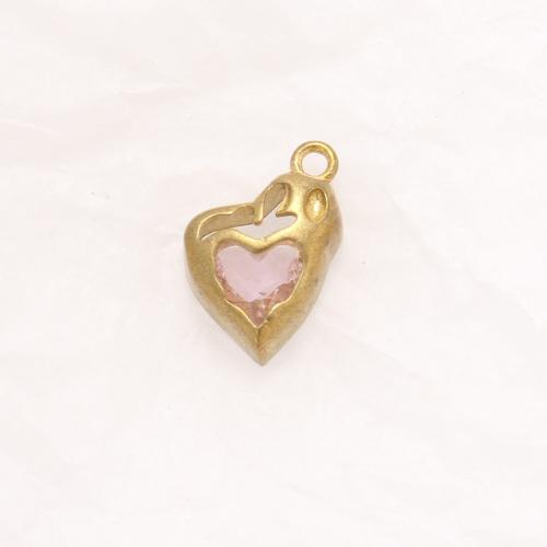 Rhinestone Brass Hängen, Mässing, Hjärta, plated, DIY & med strass, gyllene, nickel, bly och kadmium gratis, 14.80x9.20x4mm, Säljs av PC