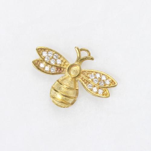 Brass Přívěsek Nálezy, Mosaz, Včela, DIY & s drahokamu, zlatý, nikl, olovo a kadmium zdarma, 12.40x17.30x3.20mm, Prodáno By PC