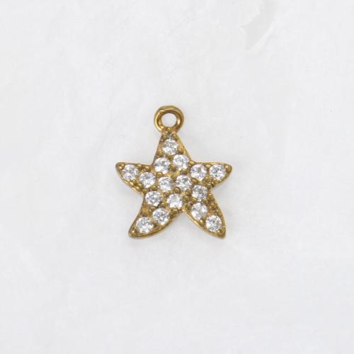 Rhinestone Brass Hängen, Mässing, Sjöstjärna, plated, DIY & med strass, gyllene, nickel, bly och kadmium gratis, 12x13x1.80mm, Säljs av PC