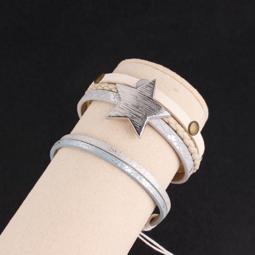 Bracelets cordon PU, cuir PU, avec fer & alliage de zinc, Placage de couleur d'or, bijoux de mode, plus de couleurs à choisir, Vendu par PC