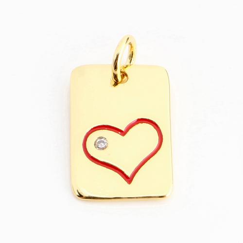 Cubique Pendentif en laiton zircon pavent, rectangle, DIY & pavé de micro zircon & émail, doré, 15x10x1mm, Vendu par PC