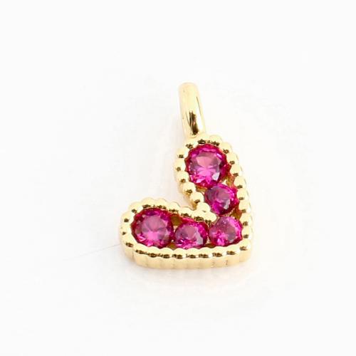 Cubique Pendentif en laiton zircon pavent, coeur, DIY & pavé de micro zircon, doré, 9x7x3mm, Vendu par PC