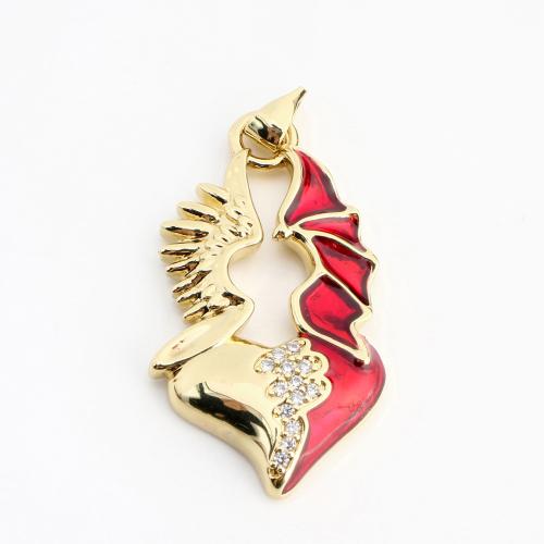 Cubique Pendentif en laiton zircon pavent, Placage de couleur d'or, DIY & pavé de micro zircon & émail & creux, 41x20x4mm, Vendu par PC