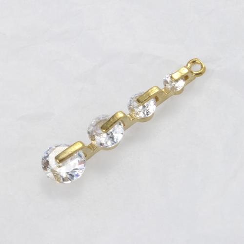 Rhinestone Brass Hängen, Mässing, plated, DIY & med strass, gyllene, nickel, bly och kadmium gratis, 27.60x6x4.40mm, Säljs av PC