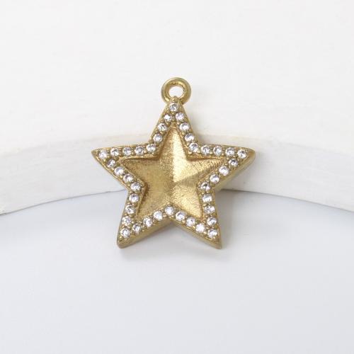 Rhinestone Brass Hängen, Mässing, Star, plated, DIY & med strass, gyllene, nickel, bly och kadmium gratis, 19x17.40x2.70mm, Säljs av PC