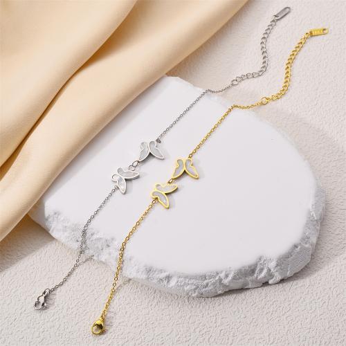 Titanium teräksen rannerenkaan, Titanium Steel, kanssa Akryyli, Perhonen, muoti korut & naiselle, enemmän värejä valinta, Myymät PC