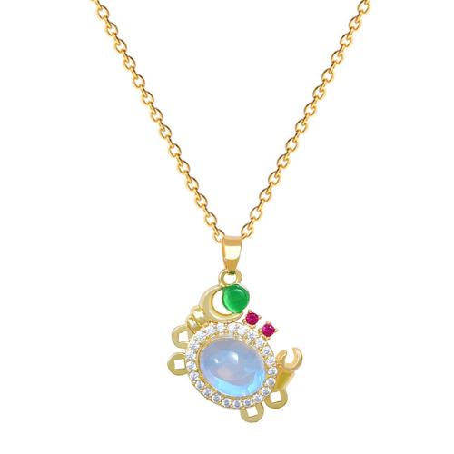 Titan stål halsband, med Harts & Mässing, Krabba, mode smycken & micro bana cubic zirconia & för kvinna, gyllene, Säljs av PC