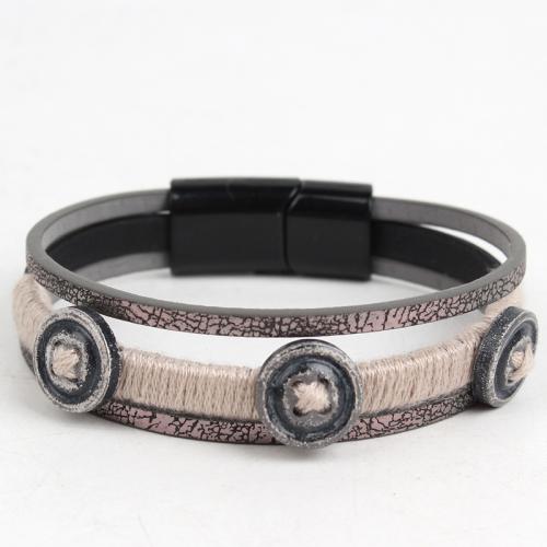 Bracelets cordon PU, cuir PU, avec Fil de coton & Aimant & Acrylique, bijoux de mode, plus de couleurs à choisir, Vendu par PC