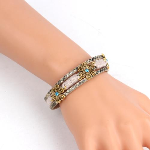 Bracelets cordon PU, alliage de zinc, avec Fil de coton & cuir PU, bijoux de mode & multicouche, plus de couleurs à choisir, Vendu par PC