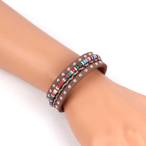 Bijoux bracelets de mode, alliage de zinc, avec Velveteen & argile de polymère & fer, Placage de couleur d'or, bijoux de mode, plus de couleurs à choisir, 10x10mm, Vendu par PC