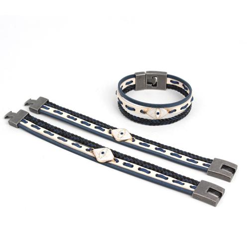 Bracelets cordon PU, alliage de zinc, avec cuir PU & laiton, Placage de couleur d'or, bijoux de mode, plus de couleurs à choisir, Vendu par PC