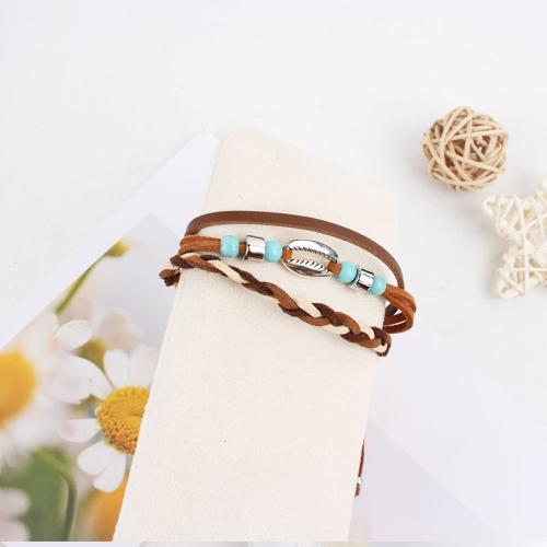 Bracelets cordon PU, alliage de zinc, avec Velveteen & cuir PU & corde de cire, Placage de couleur d'or, bijoux de mode, plus de couleurs à choisir, Vendu par PC