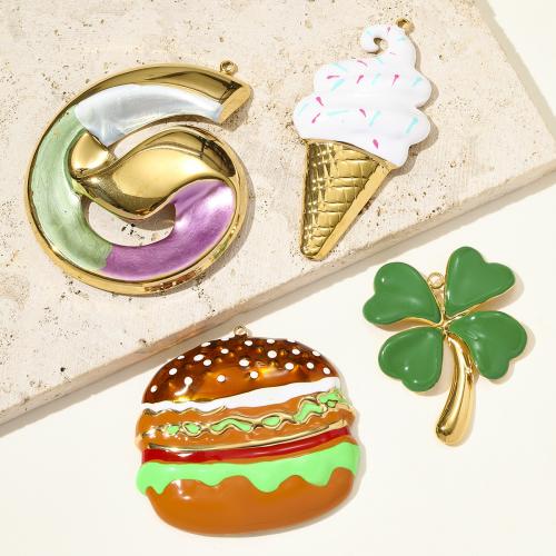 Stainless Steel Pendants 304 Stainless Steel gold color plated DIY & enamel Sold By Bag