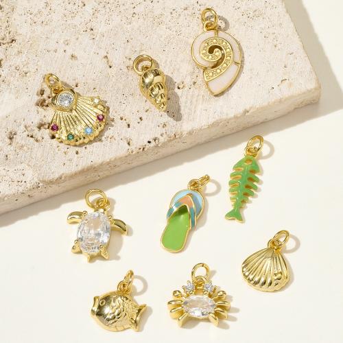 Cubic Zirconia Micro Pave Sterling Silver Pendant, 925 sterling silver, guldfärg pläterade, DIY & micro bana cubic zirconia & emalj, fler färger för val, 2PC/Bag, Säljs av Bag