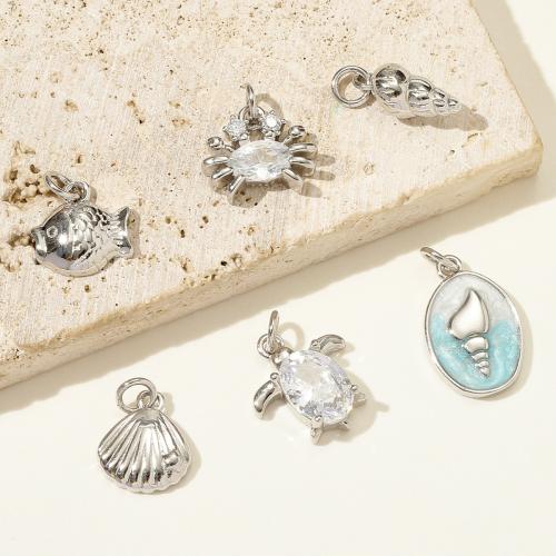 Cubic Zirconia Micro Pave Sterling Silver Pendant, 925 sterling silver, guldfärg pläterade, DIY & micro bana cubic zirconia & emalj, fler färger för val, 2PC/Bag, Säljs av Bag