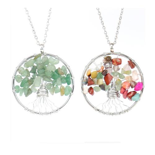 Collier bijoux de pierre gemme, avec fil en laiton & laiton, Placage de couleur platine, différents matériaux pour le choix & unisexe & creux, Vendu par PC