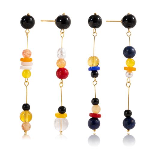 Boucle d'oreille bijoux acrylique, Acier inoxydable 304, avec Acrylique, bijoux de mode & styles différents pour le choix & pour femme, doré, Vendu par paire