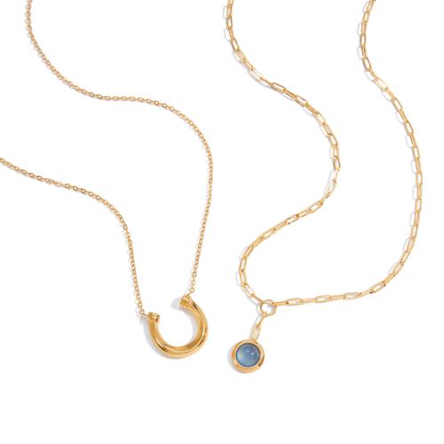 Nerezová ocel šperky náhrdelník, 304 Stainless Steel, módní šperky & různé styly pro výběr & pro ženy, zlatý, Prodáno By PC