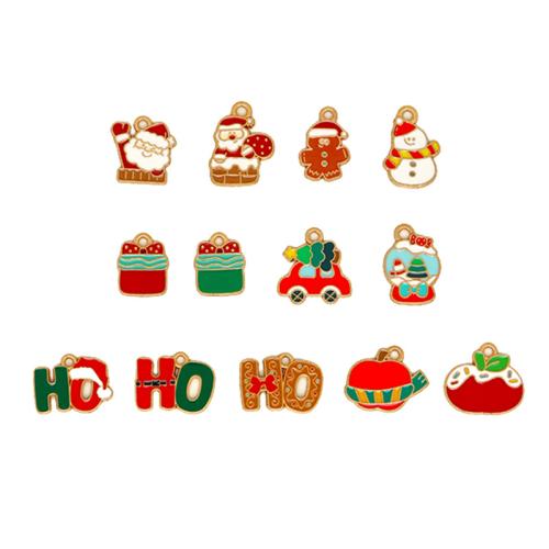 Zink Alloy Christmas Hängen, Jul Design & DIY & olika stilar för val & emalj, gyllene, 10PC/Bag, Säljs av Bag