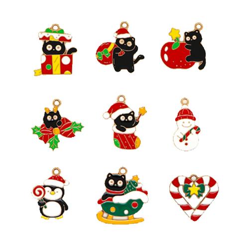 Zink Alloy Christmas Hängen, Jul Design & DIY & olika stilar för val & emalj, gyllene, 10PC/Bag, Säljs av Bag
