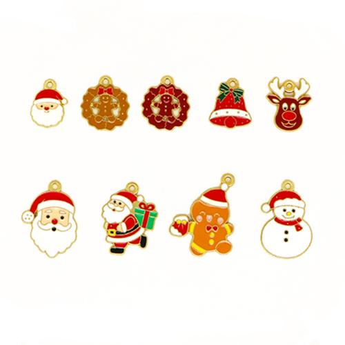 Zink Alloy Christmas Hängen, Jul Design & DIY & olika stilar för val & emalj, gyllene, 10PC/Bag, Säljs av Bag