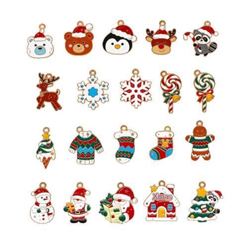 Zink Alloy Christmas Hängen, Jul Design & DIY & olika stilar för val & emalj, gyllene, 10PC/Bag, Säljs av Bag