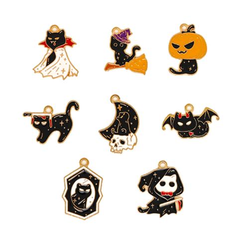 Pendant Halloween Fashion, alliage de zinc, Halloween Design & DIY & styles différents pour le choix & émail, doré, 10PC/sac, Vendu par sac