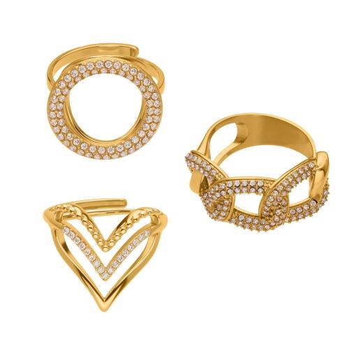 Cubic Zirconia nerezové prst prsten, 304 Stainless Steel, á, různé styly pro výběr & micro vydláždit kubické zirkony & pro ženy & dutý, více barev na výběr, Otvor:Cca 1mm, Prodáno By PC