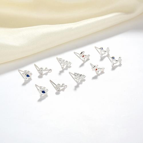 925 sterling silver Stud Earring, olika stilar för val & micro bana cubic zirconia & för kvinna, earring size 5-10mm, Säljs av Par