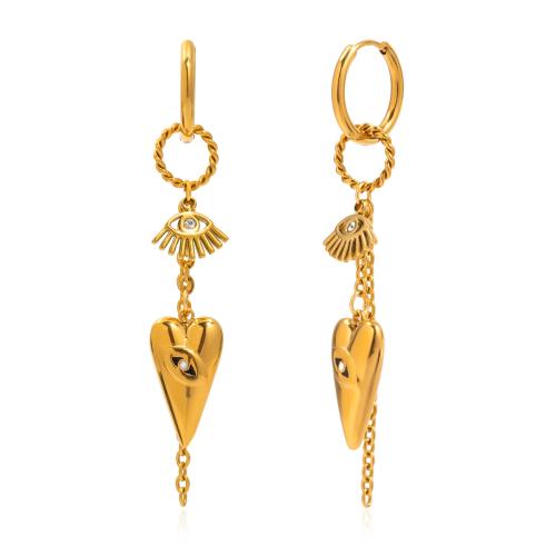 Módní náušnice Fringe, 304 Stainless Steel, barva pozlacený, módní šperky & micro vydláždit kubické zirkony, více barev na výběr, Prodáno By Pair