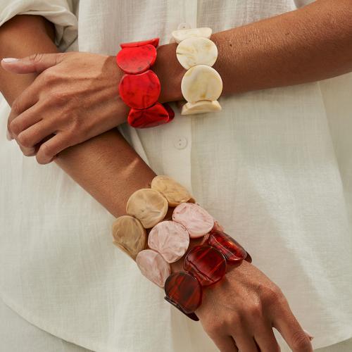 Bracelets résine, Placage de couleur d'or, bijoux de mode, plus de couleurs à choisir, Vendu par PC