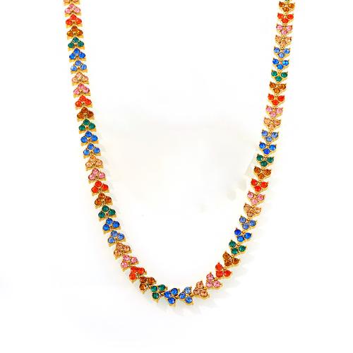 Nerezová ocel šperky náhrdelník, 304 Stainless Steel, módní šperky & micro vydláždit kubické zirkony & pro ženy, více barev na výběr, Prodáno By PC