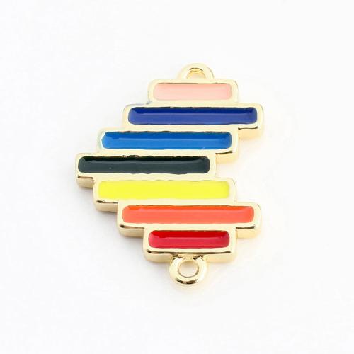 Bijoux pendentifs en laiton, coeur, Placage de couleur d'or, DIY & émail, multicolore, 17x13x1mm, Vendu par PC