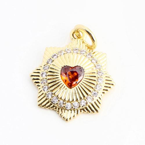 Cubique Pendentif en laiton zircon pavent, Huit Étoile, DIY & pavé de micro zircon, doré, 16x14x2mm, Vendu par PC