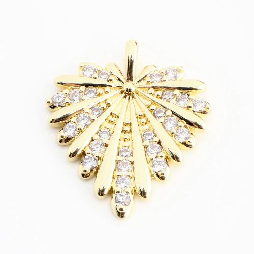 Cubique Pendentif en laiton zircon pavent, coeur, DIY & pavé de micro zircon, doré, 22x19x4mm, Vendu par PC