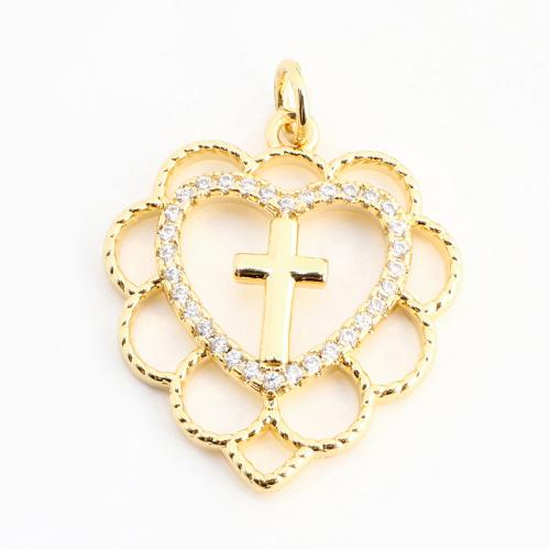 Cubique Pendentif en laiton zircon pavent, DIY & pavé de micro zircon & creux, doré, 23x21x2mm, Vendu par PC