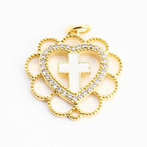 Cubique Pendentif en laiton zircon pavent, DIY & pavé de micro zircon & émail & creux, doré, 22x21x2mm, Vendu par PC