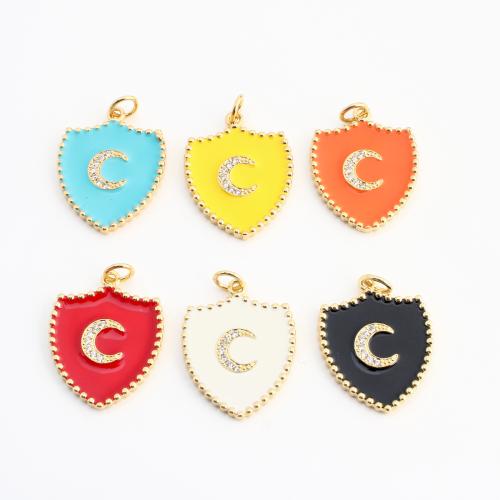Cubique Pendentif en laiton zircon pavent, Placage de couleur d'or, DIY & pavé de micro zircon & émail, plus de couleurs à choisir, 23x18x2mm, Vendu par PC