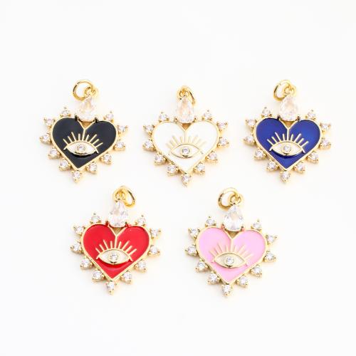 Cubique Pendentif en laiton zircon pavent, Placage de couleur d'or, DIY & pavé de micro zircon & émail, plus de couleurs à choisir, 23x18x2mm, Vendu par PC