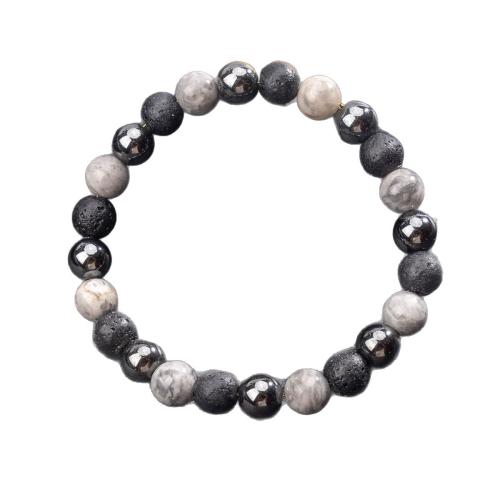 Bracelets de pierres précieuses, Carte Pierre, avec lave volcanique & Hématite, bijoux de mode & unisexe, Vendu par PC